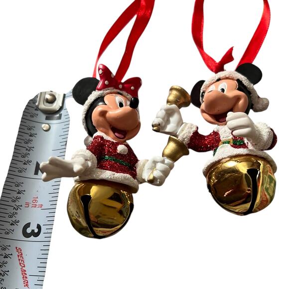 Disney Mickey and Minnie Mouse Glitter Bells 2-CT Ornaments As-is - Picture 5 of 6